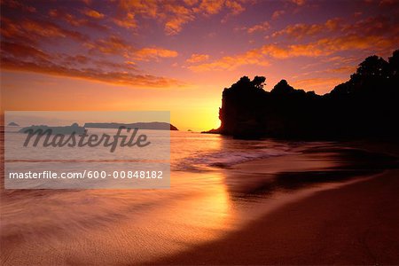 Beach at Sunrise, Coromandel Peninsula, New Zealand, North Island