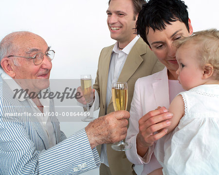 Grandfather Toasting Granddaughter