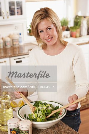 Woman Preparing Salad