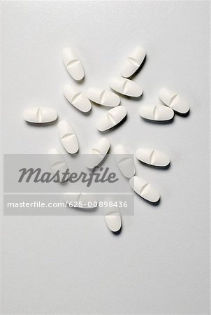 High angle view of pills