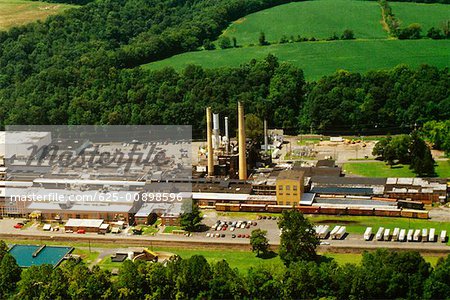 Luftbild einer Papierfabrik, Milford, New Jersey, USA