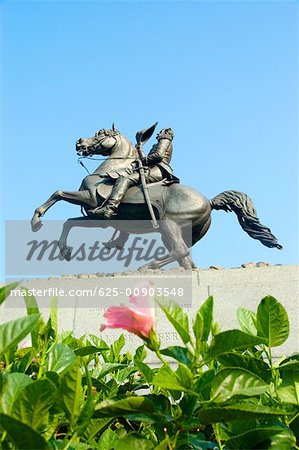 Low angle view of a statue of Andrew Jackson, Jackson Square, New Orleans, Louisiana, USA