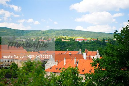 Erhöhte Ansicht von Gebäuden in einer Stadt, Tschechische Republik