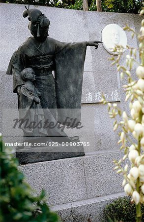 Statue in a garden, Madam Butterfly Statue, Nagasaki, Japan