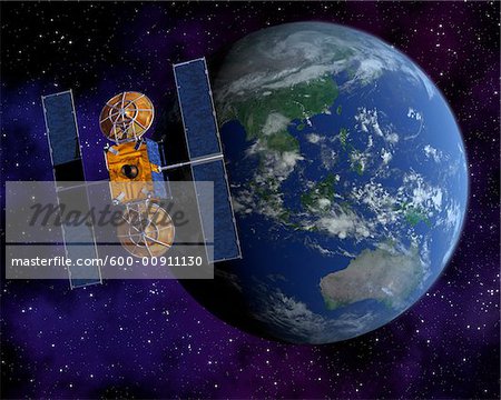 Comunication par Satellite au-dessus de la terre