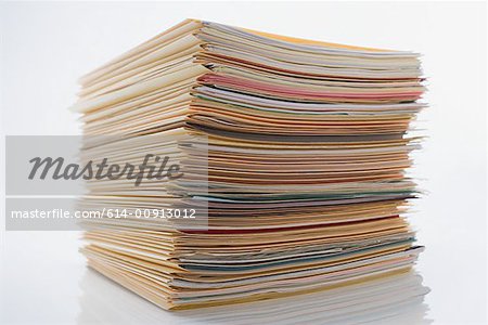 Pile de documents dans des fichiers