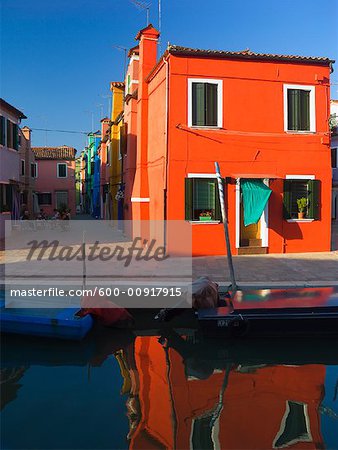 Houses and Boats, Burano Island, Venetian Lagoon, Italy