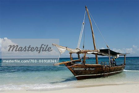 Boot am Ufer, Zanzibar, Tansania