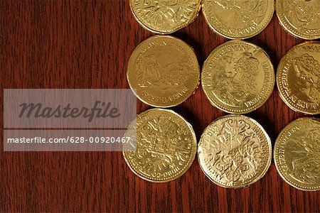 25-Dollar américain monnaies en or, gros plan