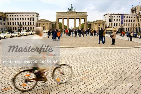 Pedestrians and Cyclist around City Square, Pariser Platz, Berlin, Germany