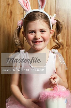 Girl Dressed as Ballerina, Carrying Easter Basket