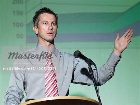 Businessman giving a speech