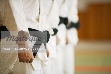 Members of a Judo Dojo Lined Up