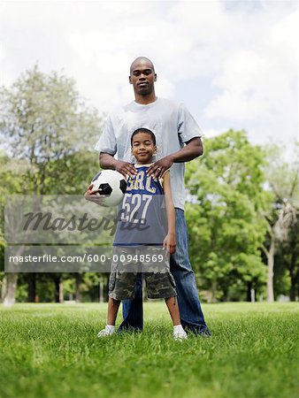 Portrait of Father and Son Outdoors