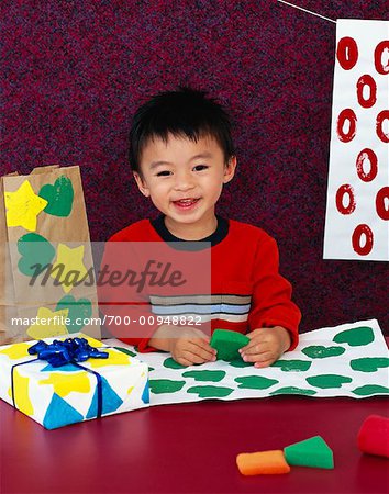 Boy Making Gift Wrap