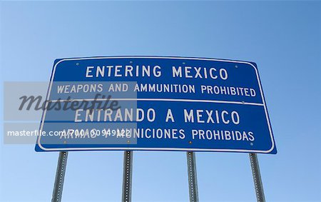 Signe au passage de frontière Mexique, Mexique