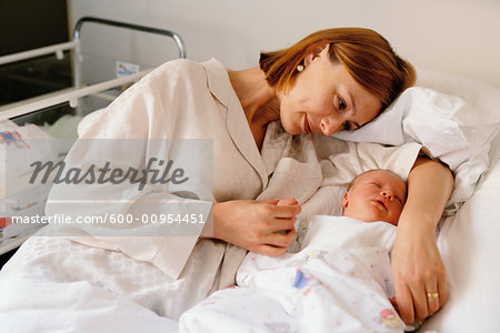 Mother and Newborn Baby In Hospital