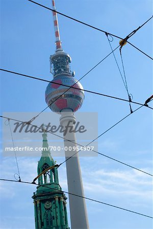 Berlin Television Tower and Streetcar Cables, Berlin, Germany