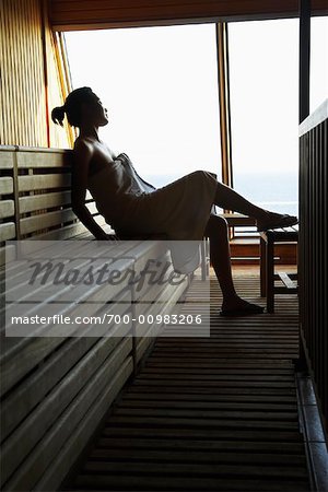 Woman in Sauna on Cruise Ship
