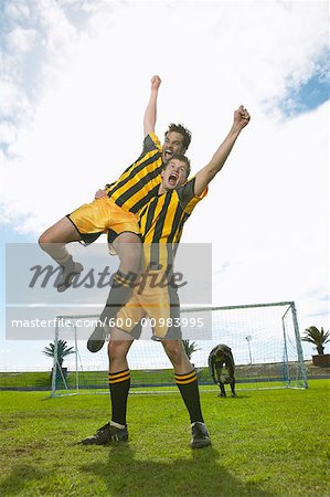 Soccer Players Cheering