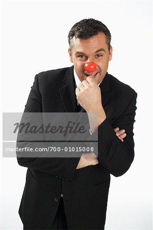 Unternehmer tragen Clown Nase