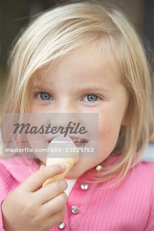 Girl Eating Ice Cream Cone