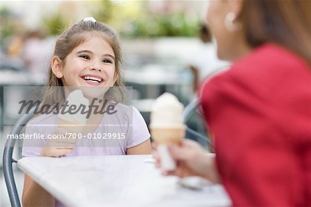 Mother and Daughter Eating Ice Cream