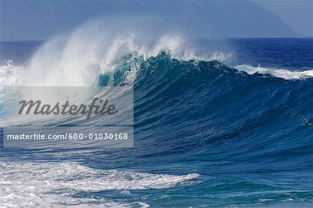 Vagues, rive-nord, Oahu, Hawaii