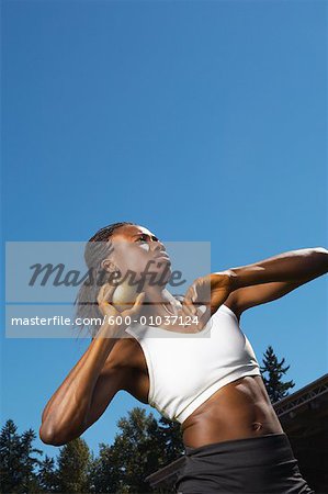 Woman About to Throw Shot Put