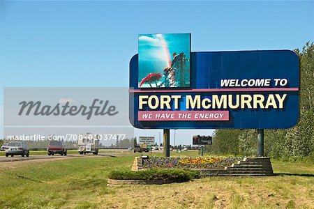 Fort McMurray Bienvenue signe, Alberta, Canada