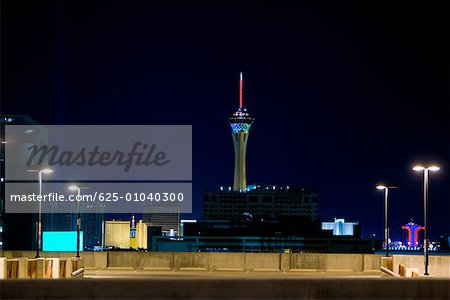 Hohe Schnittansicht eines Turms, Stratosphere Hotel und Casino, Las Vegas, Nevada, USA