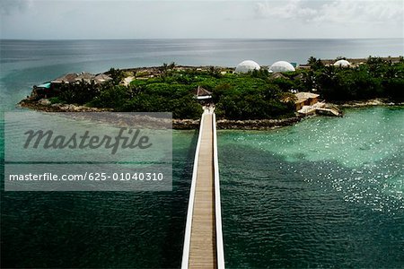 Aerial view of a bridge leading to an island, Coral World, Nassau Bahamas