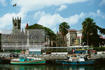 Erhöhte Ansicht verankerten Boote an einem sonnigen Tag, Barbados