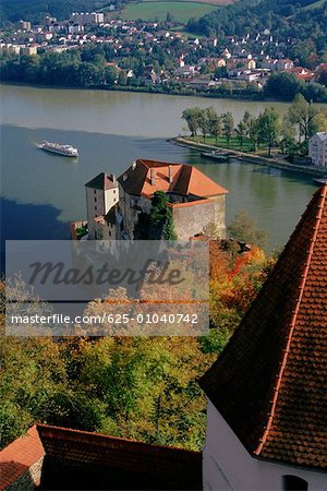 High angle view of a building at the waterfront, Passau, Germany