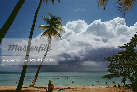 Blick auf eine malerische Strand an einem sonnigen Tag, Pigeon Point, Tobago, Karibik