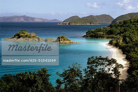 View of the seashore, Trunk bay beach, St. John, Virgin Islands