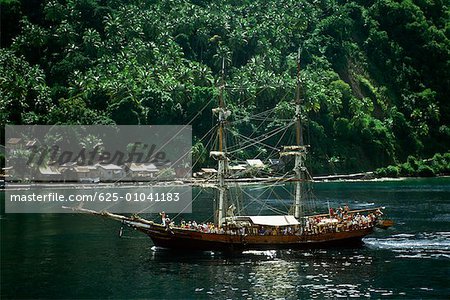 A large ship sailing in the sea with a large number of passengers Castries, St. Lucia