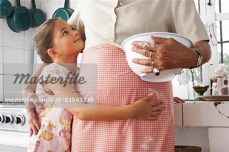 Grandmother and Granddaughter in Kitchen