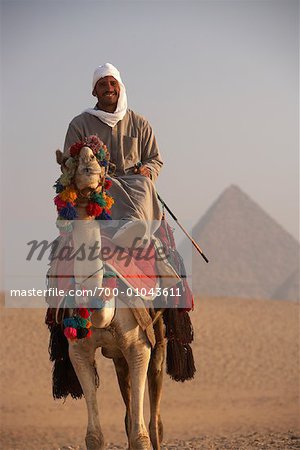 Rider on Camel, Giza Pyramids, Giza, Egypt