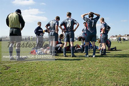 Footballers warming up