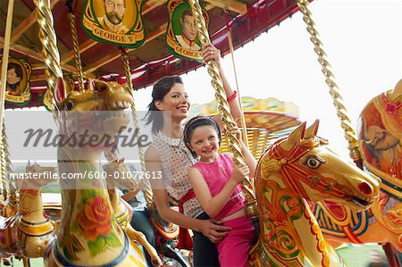 Mother and Daughter on Merry-Go-Round, Carters Steam Fair, England