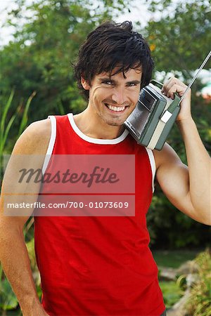 Portrait of Man With Radio
