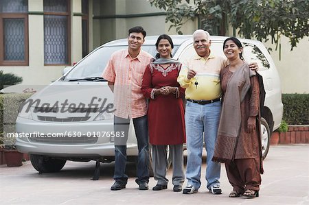 Portrait of a mature couple and their two children