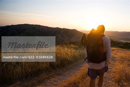 Backpacker on path