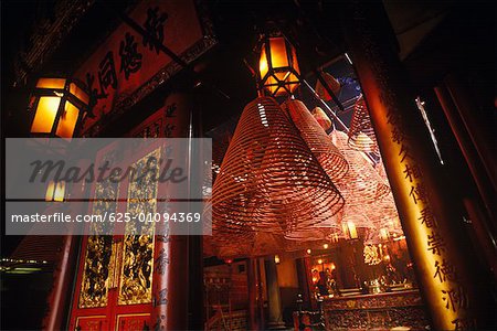 Lanterns in a temple, Man Mo Temple, Hong Kong, China