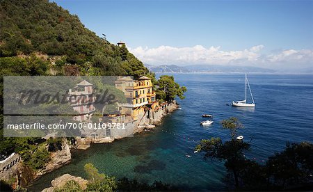 Übersicht der Villen in der Nähe von Portofino, Italien