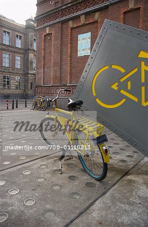 Bike Parked by Bike Sign, Amsterdam, Netherlands