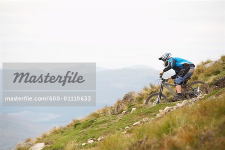 Man Mountain Biking down Hill, Aonach Mor, Scotland