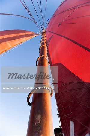 Looking Up at Mast of the Margaret Todd Schooner, Bar Harbor, Maine, USA