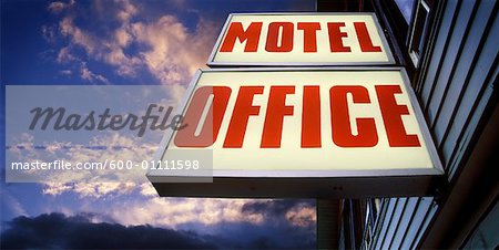 Motel Office Sign at Sunset